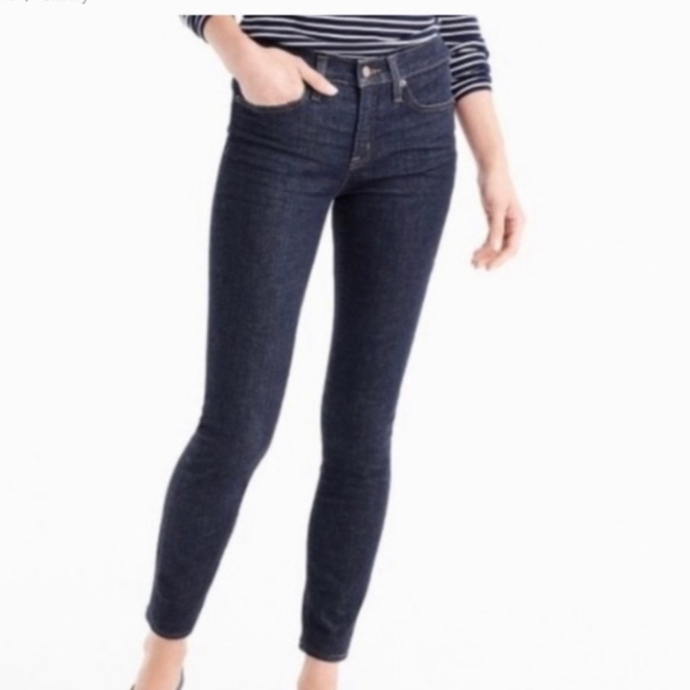 J. Crew Stretch Toothpick Ankle Casual Career Dark Blue Jeans Pants 27